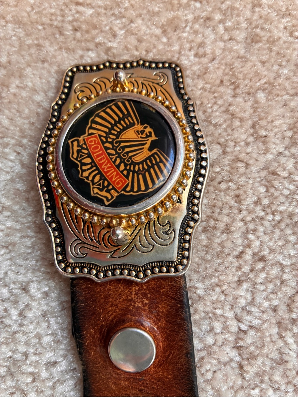 Goldwing Eagle Buckle on Leather Brown Belt, 42